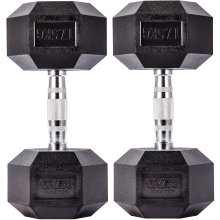 (17.5 kg, Pair) GYM MASTER Hex Dumbbells Rubber Encased 1-30kg Cast Iron Weight Lift Set Pair