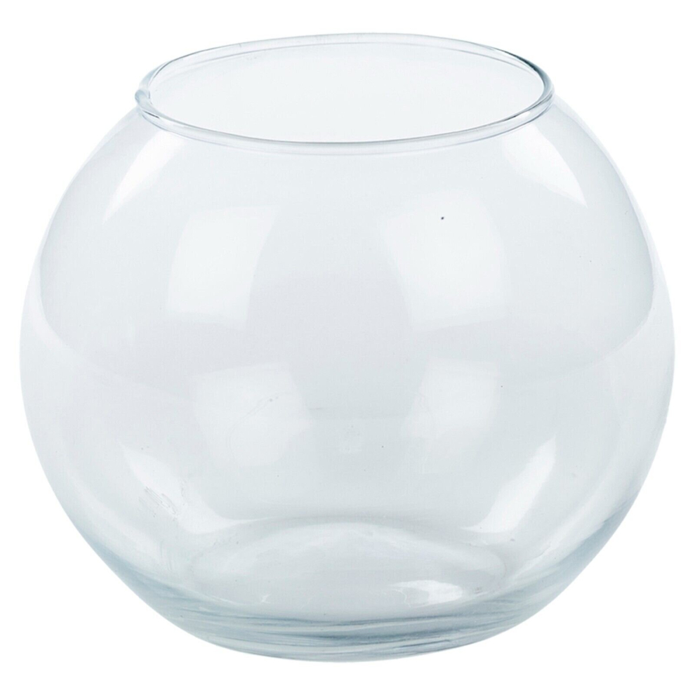 Urbn Living ( Large) Recycled Clear Glass Round Flower Pot Fish Bowl Vase Floral Display Centrepiece