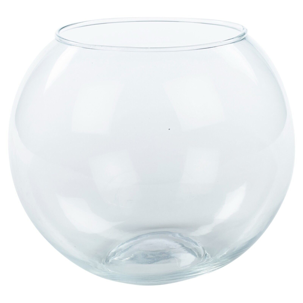 (  Medium) Recycled Clear Glass Round Flower Pot Fish Bowl Vase Floral Display Centrepiece