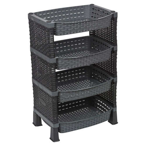 URBN Living (  Anthracite) 4 Tier Shelves Fruit Vegetable Baskets Storage Cart Rack Home Kitchen Organiser 2