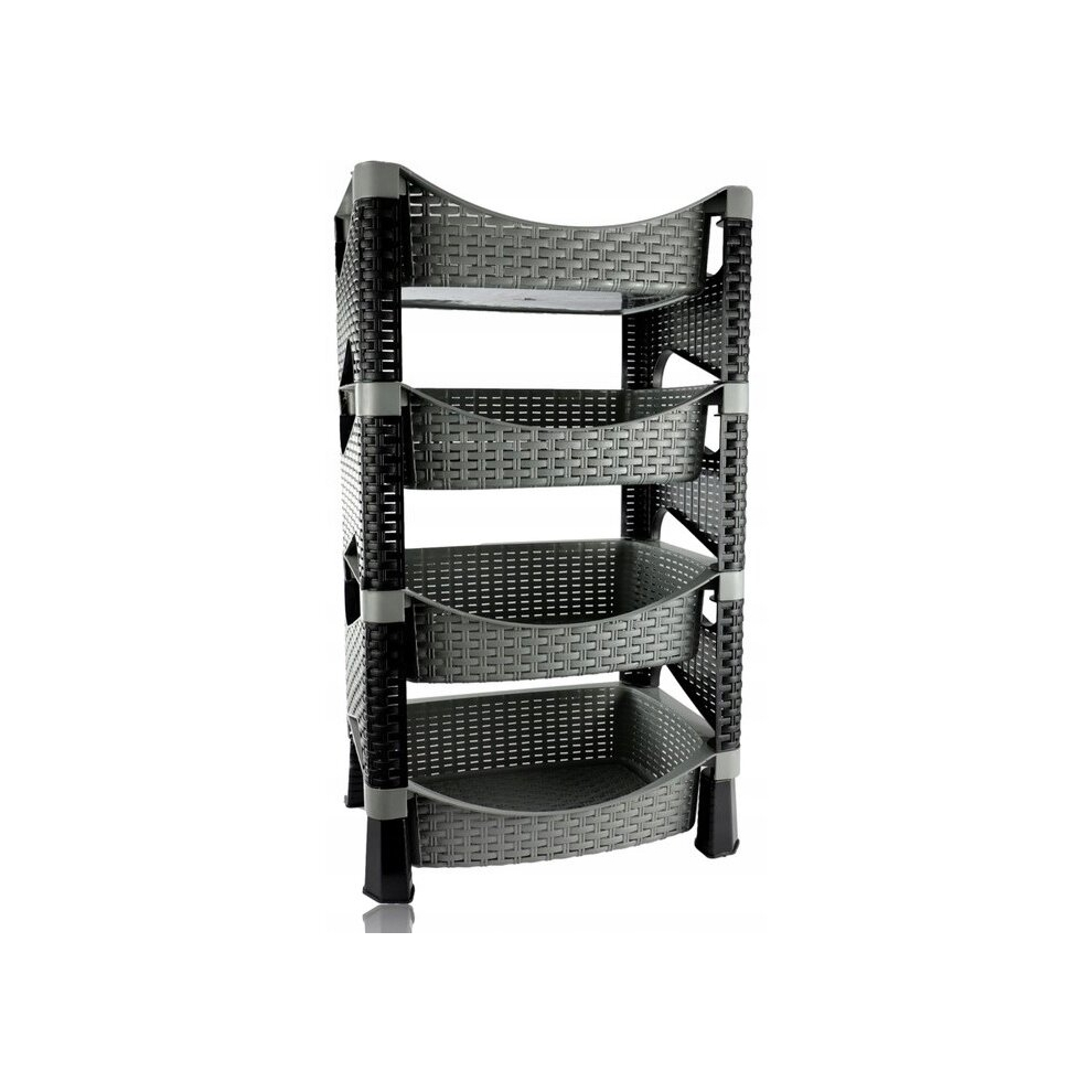 (  Anthracite) 4 Tier Shelves Fruit Vegetable Baskets Storage Cart Rack Home Kitchen Organiser