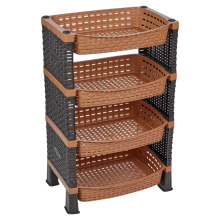 (  Beige) 4 Tier Shelves Fruit Vegetable Baskets Storage Cart Rack Home Kitchen Organiser