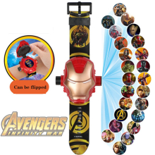 (color2) Cartoon Children Watch 3D Projection Cartoon Spider-man Iron Man Digital Watches Children Watch Toy