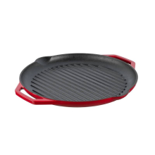 (Red) Grand Feu Enamelled Cast Iron Frying Pan, 34cm.