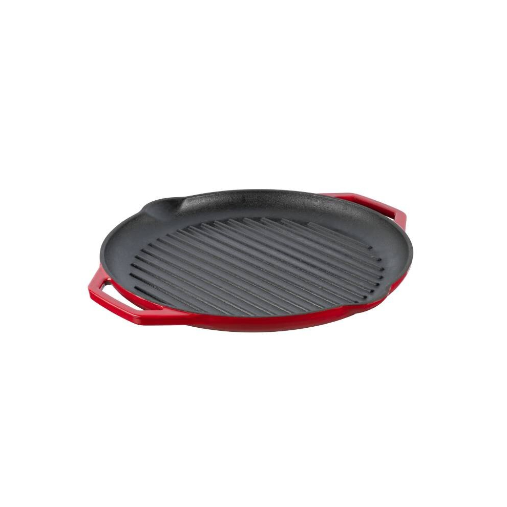 Grand Feu (Red) Enamelled Cast Iron Frying Pan, 34Cm. Red