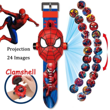 (color1) Cartoon Children Watch 3D Projection Cartoon Spider-man Iron Man Digital Watches Children Watch Toy