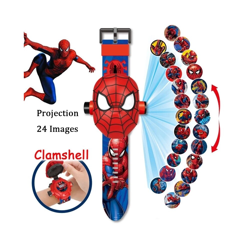 (color1) Cartoon Children Watch 3D Projection Cartoon Spider-man Iron Man Digital Watches Children Watch Toy