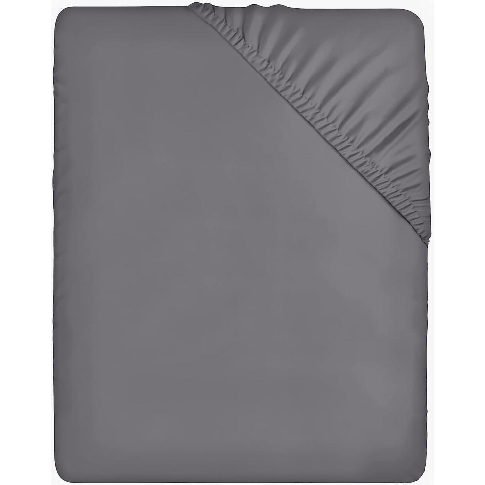 Utopia Bedding Fitted Sheet Double Grey Deep Pocket 14 inch (35 cm) Easy Care Soft Brushed Microfibre Fabric Shrinkage Fade Resistant Bottom Sheet