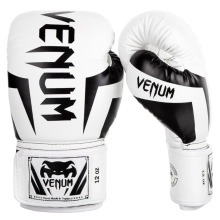 (16oz) VENUM ELITE BOXING GLOVES - WHITE/BLACK