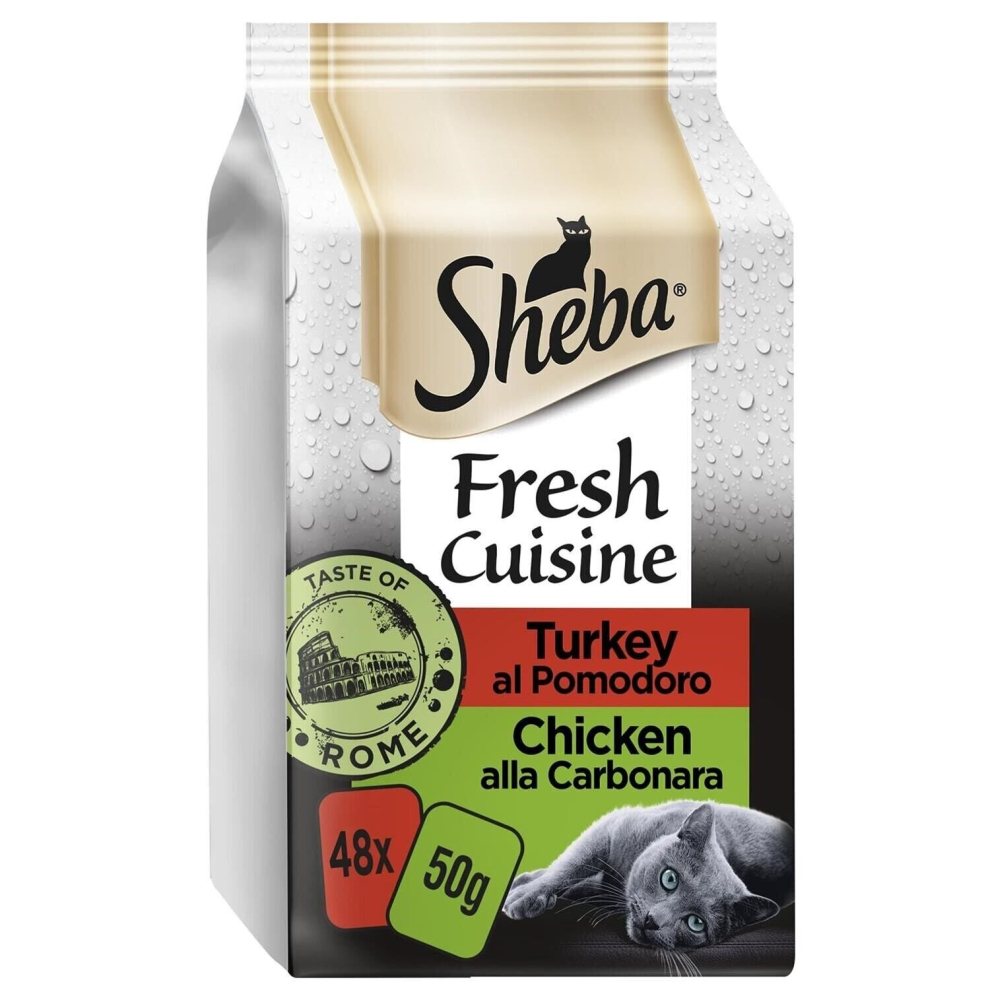 Sheba 48 X 50G Fresh & Fine Adult Wet Cat Food Pouches Taste Of Rome In Gravy