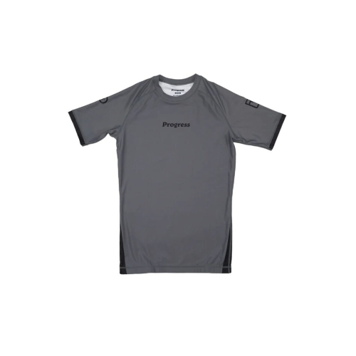 (Large ) PROGRESS JIU JITSU ACADEMY PLUS NO GI RASH GUARD - GREY