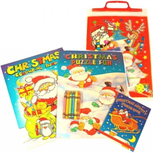 Christmas Colouring Activity and Sticker Books Craft Bag with Crayons