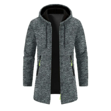 (black gray, M) Winter Warm Long Cardigan Men Sweater Coats Korean Luxury Knitwear Man Casual Zip-Up Cardigan Knit Jacket Outerwear Men Clothing