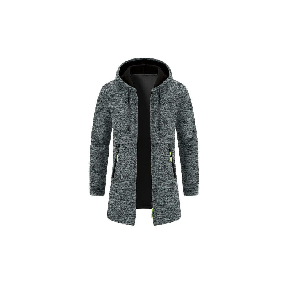 (black gray, XXXL) Winter Warm Long Cardigan Men Sweater Coats Korean Luxury Knitwear Man Casual Zip-Up Cardigan Knit Jacket Outerwear Men Clothing
