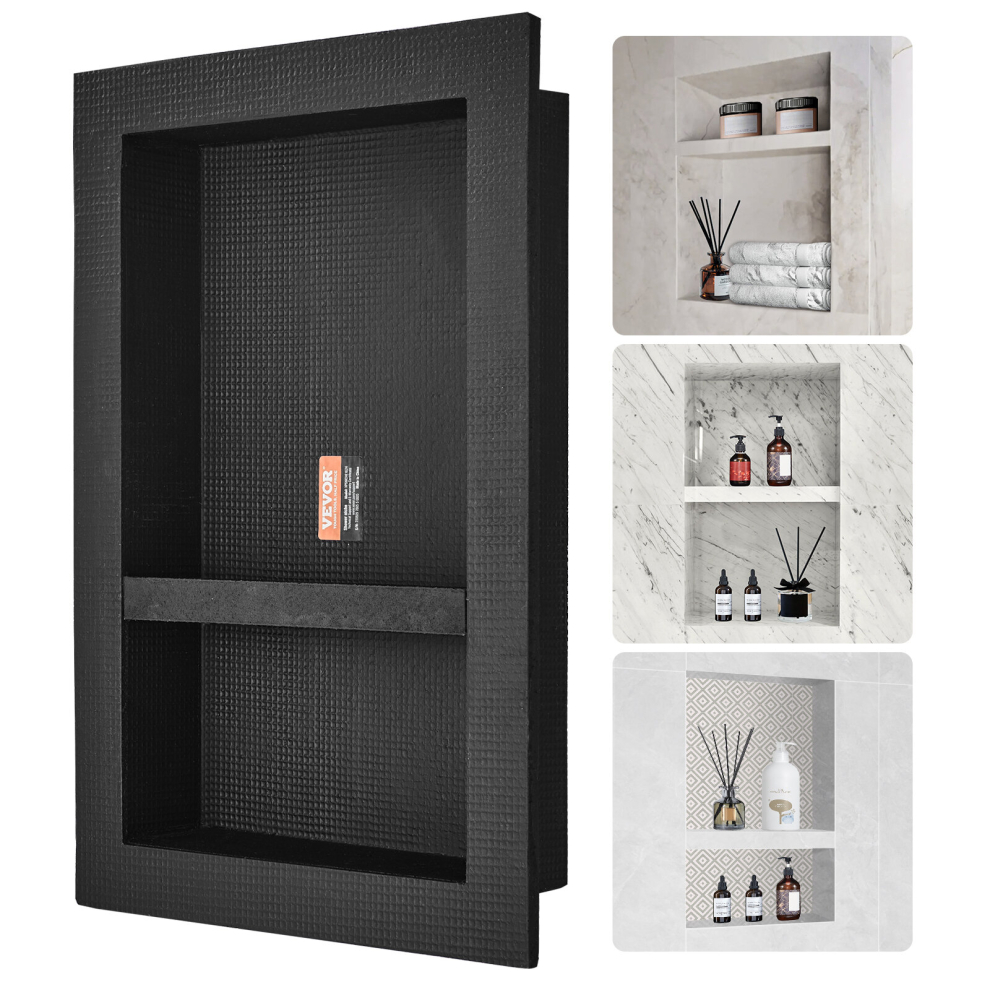 VEVOR Shower Niche 41 x 61x10cm Double Shelf Wall-inserted for Shower Bathroom