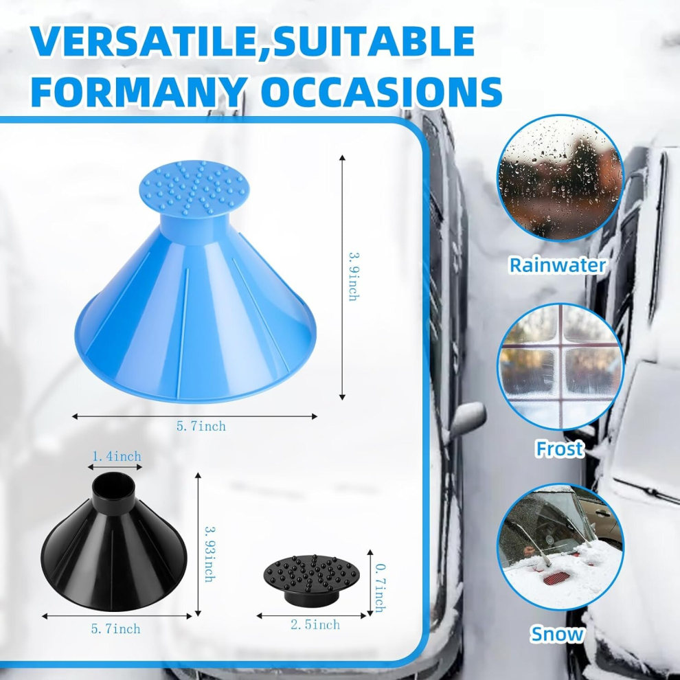 Car Windshield Ice Scraper,4 Pack Car Ice Scraper, Car Snow Plow,Ice And Snow Windshield Scraper,2 In 1 Multifunctional Cone Snow Plow With Funnel 7770197844338