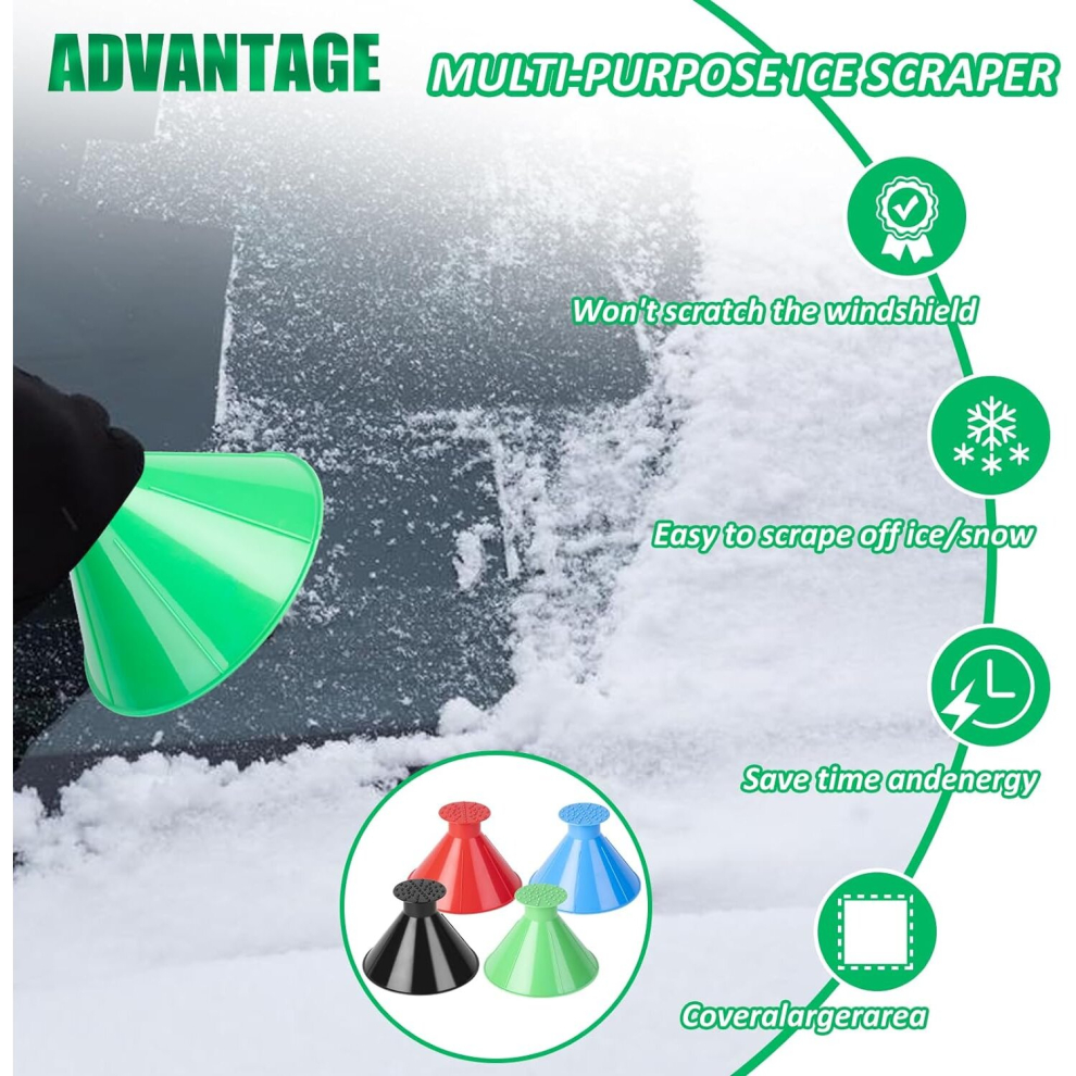 Magic Car Ice Scraper, 4 Pack Car Windshield Ice Scraper, Car Snow Plow, 2 In 1 Frost Wipe Scraper, Car Window Scraper,Ice And Snow Windshield Scraper 7770197844291