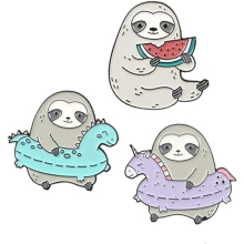 Cute Cartoon Sloth Lapel Brooch Cartoon Animal Brooch Pin Badge Suitable for Clothes Jacket Hat Denim Bag Clothes Decoration 3 Pack