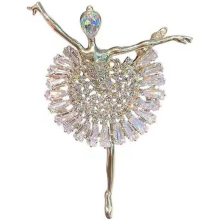 Women's Girls Rhinestone Ballerina Brooch Pin, Elegant Shiny Crystal Brooch Pin Party Favor Birthdat Gift for Dancer