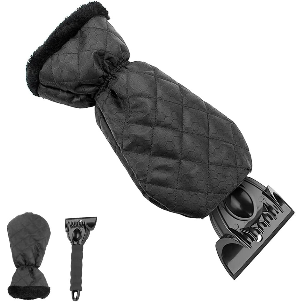 2 Pack Car Ice Scraper, Automatic Snow Brush Cleaning Shovel With Warm Waterproof Gloves For Vehicle Windshield Scraping Frost And Ice (Black) Black 7770197844505