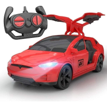 (Red) Aoopoo New Year Christmas 4-channel Tesla Dynamic Elegant Remote Control Car Rc Vehicle Gifts For Children Dynamic Remote Control Car Rechargeable 24g