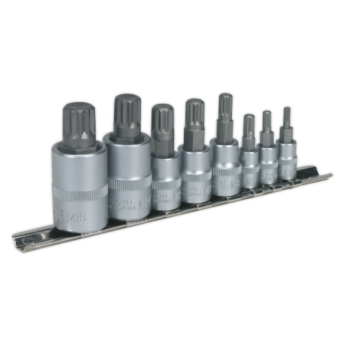 Sealey Sealey Ak6214 Spline Socket Bit Set 8Pc 1/4 3/8 And 1/2Sq Drive