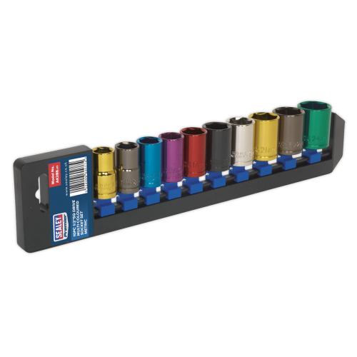 Sealey Sealey Ak288 Multi-Coloured Socket Set 10Pc 1/2Sq Drive 6Pt Walldrive Metric