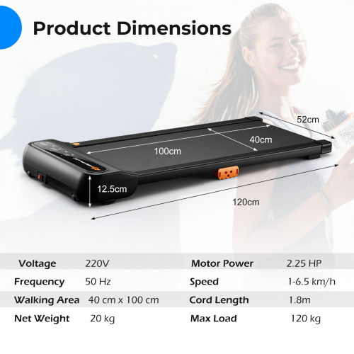 Costway Treadmill 2-in-1 Under Desk Walking Pad With LED Panel & 12 Programs 1