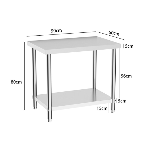 Living And Home 2 Tier Commercial Kitchen Prep & Work Stainless Steel Table 1