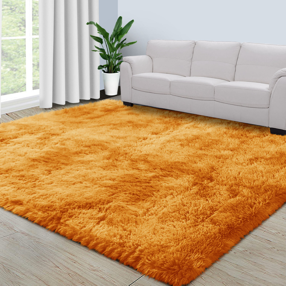 (160cm x 230cm (5ft 3" x 7ft 6"), Mustard/Ochre) Non Slip Rugs Shaggy Thick Large Living Room Rugs Bedroom Carpets Hallway Runner & Bath Door Mats