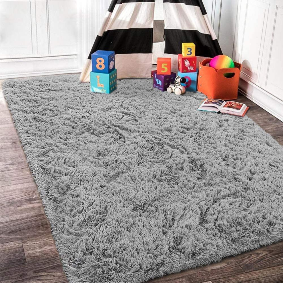 (160cm x 230cm (5ft 3" x 7ft 6"), Grey) Non Slip Rugs Shaggy Thick Large Living Room Rugs Bedroom Carpets Hallway Runner & Bath Door Mats