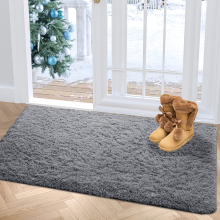 (60cm x 110cm (2ft x 3ft 7")-Door Mats, Grey) Non Slip Rugs Shaggy Thick Large Living Room Rugs Bedroom Carpets Hallway Runner & Bath Door Mats