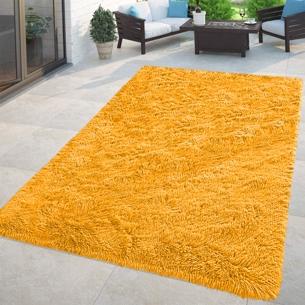 (120 X 170 Cm (4 Ft X 5 Ft 6"), Mustard/Ochre) Non Slip Rugs Shaggy Thick Large Living Room Rugs Bedroom Carpets Hallway Runner & Bath Door Mats