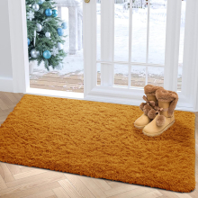 (60cm x 110cm (2ft x 3ft 7")-Door Mats, Mustard/Ochre) Non Slip Rugs Shaggy Thick Large Living Room Rugs Bedroom Carpets Hallway Runner & Bath Door Mats