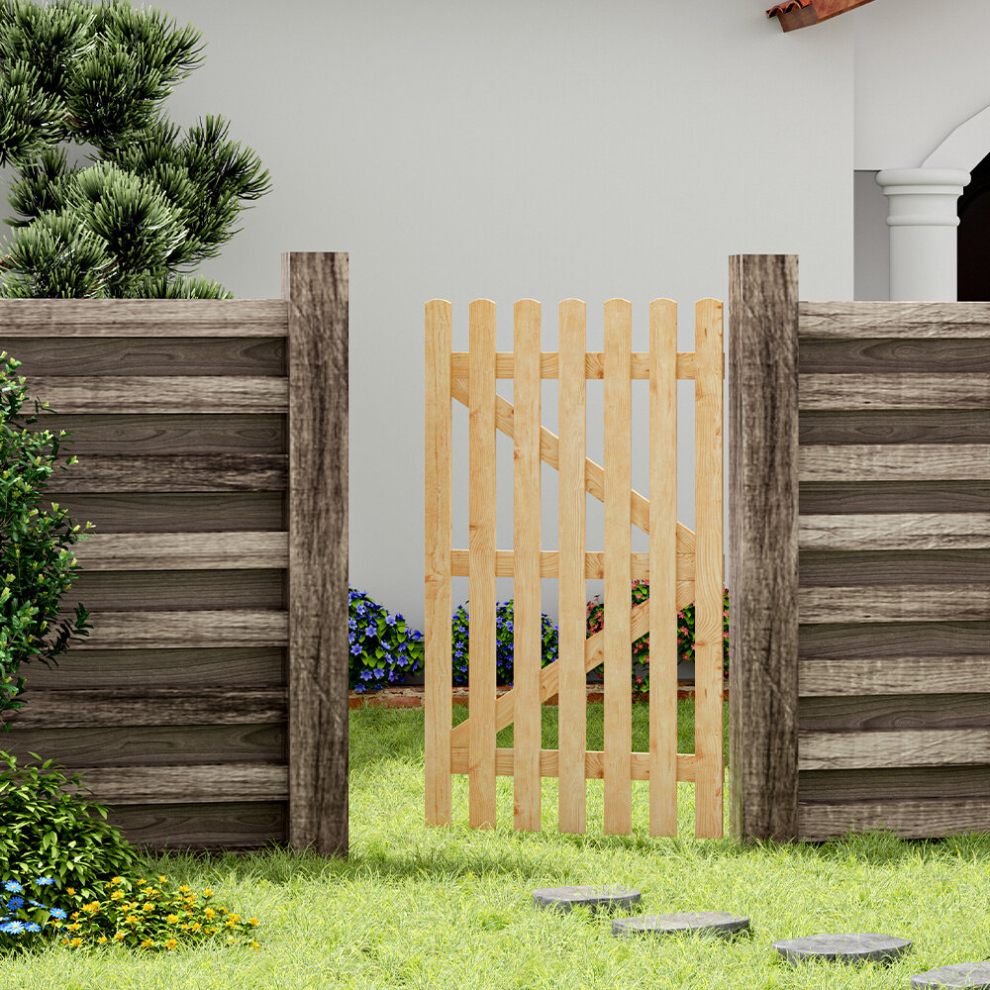 (5ft Tall (150cm)) 3-6FT Wooden Garden Gate Timber Entrance Pedestrian Fence Wood Barn Door Cottage