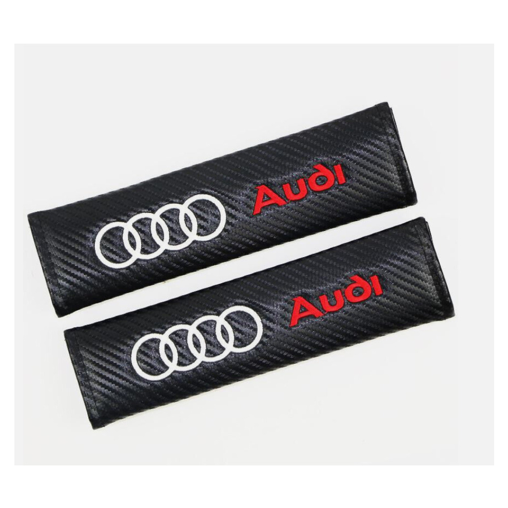 Newjass A Pair Carbon Fibre Effect Racing Style Seat Belt Shoulder Pads-Audi