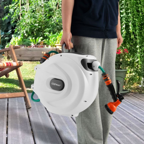Garden Hose Reel Wall Mount Retractable Reel Lockable Water Hose Reel
