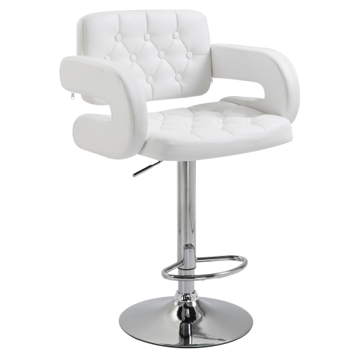 Homcom HOMCOM Adjustable Height Barstool Steel Pole PU Leather Bistro Home