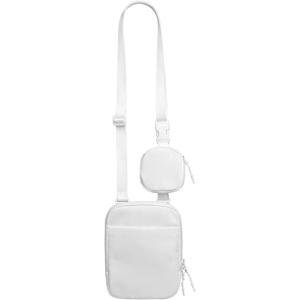 Small Crossbody Bag for Women Men with Removable Small Pouch Adjustable Belt Bag for Cell Phone Purse Pouch Travel Workout (White)-image-OPC-PD89SW2-NEW