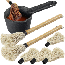 Cast Iron Sauce Pot And Bbq Mop Brush Set For Grilling,6pcs Barbecue Accessories Include 24 Oz
