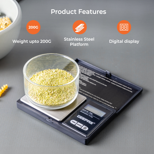 GEEPAS Geepas Portable Digital Kitchen Scales 200x0.01 g, Backlit LCD Display 1