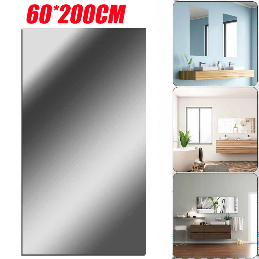 60x200cm Flexible Self-Adhesive Mirror Sheets - Explosion-Proof, Non-Glass Tile Sticker, HD Clear, Waterproof, Cut-to-Fit for Home Decor-image-OPC-PD8B2G6-NEW