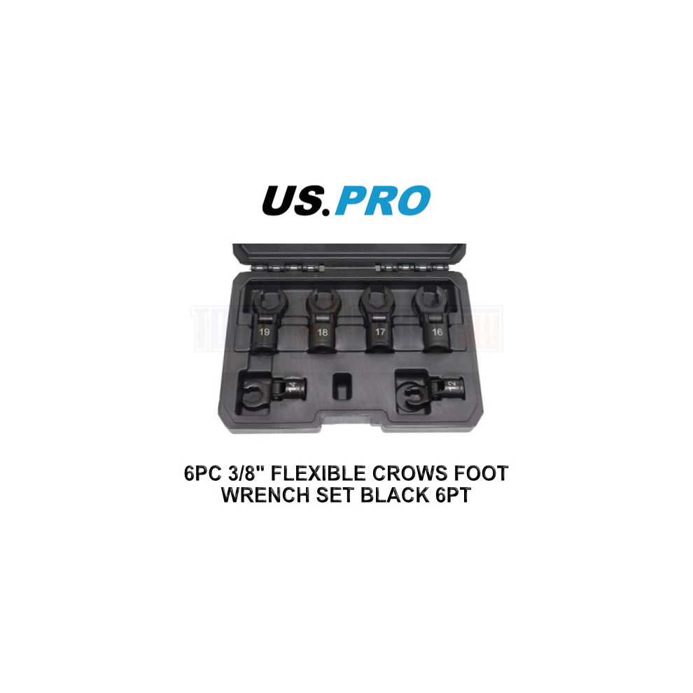 B&Q - Tools 6Pc 3/8" Dr Flexible Crows Foot Wrench Set Black 6Pt 12-19mm 7516 - Image 4