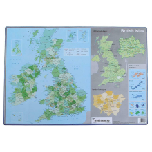 British Isles UK Map Atlas Computer Desk Mat Durable Writing Mouse 590 X 400mm