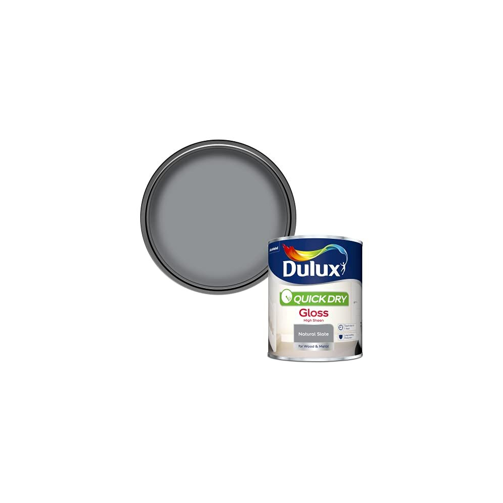 Dulux Quick Dry Gloss Paint - Natural Slate Grey - 750ml - Image 4