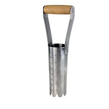 Kent & Stowe Stainless Steel Large Hand Bulb Planter with Ash Wood Handle, Serrated Edge, 6cm Core - Model 70406105