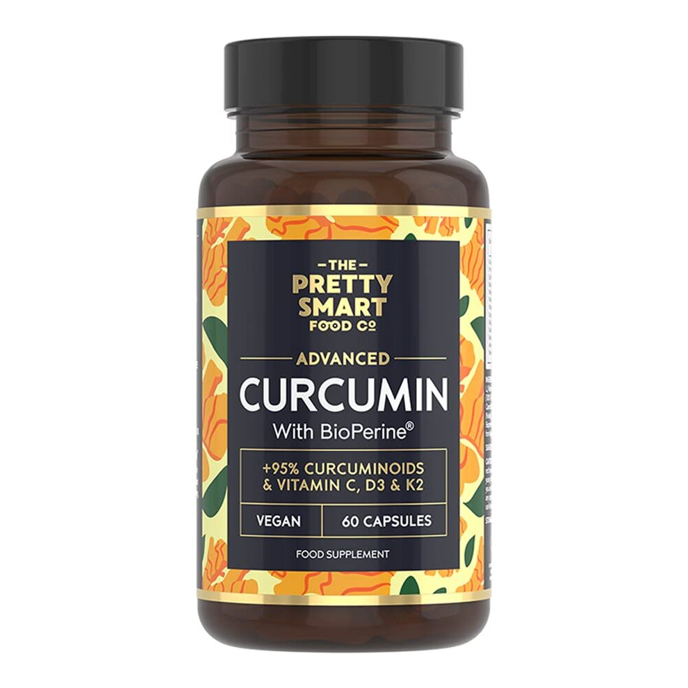 The Pretty Smart Food Co Powerful Curcumin 95 & Bioperine - Turmeric Capsules High Strength With Pepper - High Absorption 95% Curcuminoids Black