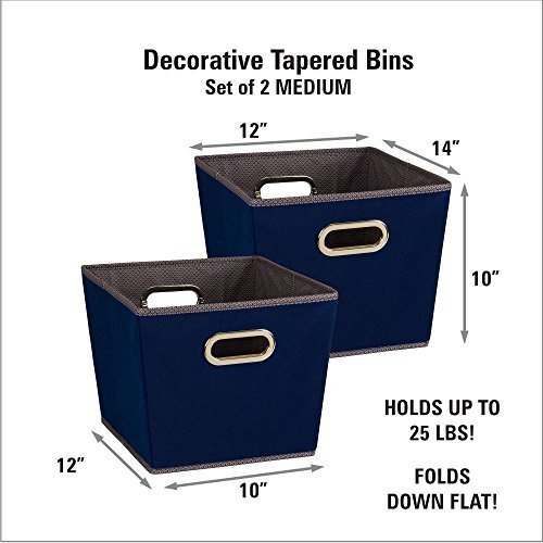 94 Medium Tapered Decorative Storage Bins | 2 Pack Set Cubby Baskets | Navy Blue 2