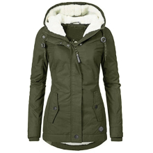 (Green, S) Waterproof Warm Hooded Winter Coat Thickend Fleece Lined Cotton Coat For Women-yujia