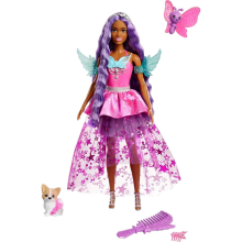 Barbie A Touch of Magic Pop, "Brooklyn" met Vleugeldetail Jurk, 7-inch Fantasiehaar, 2 Huisdieren & Accessoires